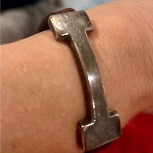 Vintage unisex Uno de 50 Silver and Brown leather Bracelet